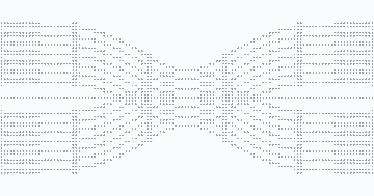 Two dotted identity fields merge and separate around a continuous anchored trajectory.